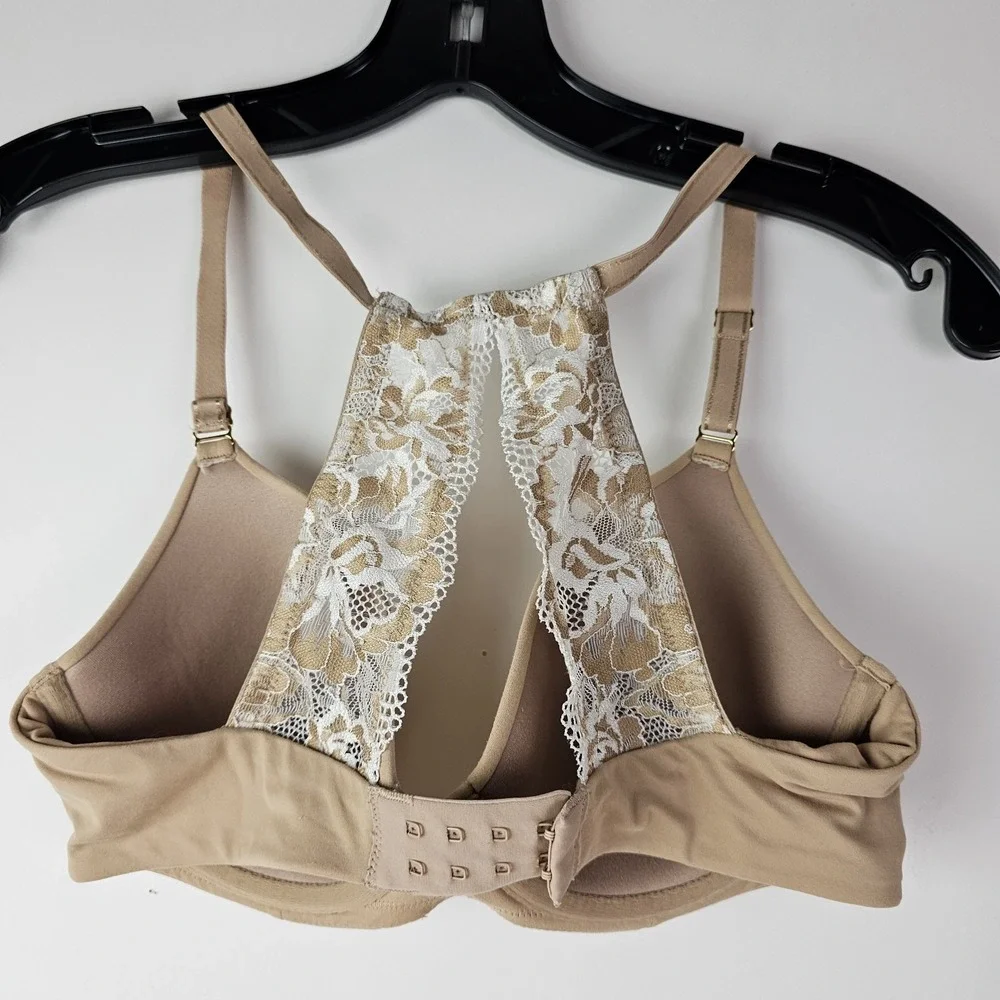 SOMA Embraceable Racerback Beige‎ Lace Back Racerback Push Up Style Bra Size 32D